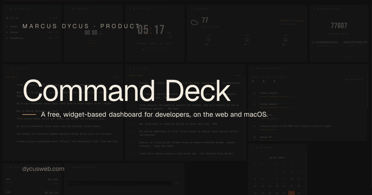 Command Deck. Marcus Dycus.